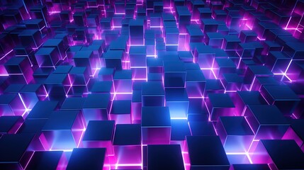 Wall Mural - Neon Cubes Background