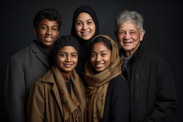 Sticker - A warm and welcoming family portrait, showcasing a diverse mix of generations, illustrates the beauty of multicultural family bonds. Generative Ai.