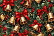christmas bells on red background