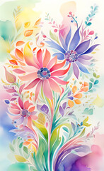Wall Mural - Abstract floral watercolor, grunge floral background, abstract colorful watercolor paintings for background,