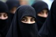 arab woman with black burka, portrait of an arabian or arabic female person wearing traditional muslim clothing