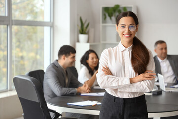 Sticker - Young businesswoman working in office