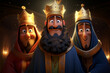 The Three Wise Men King of the East, Melchior, Gaspar and Baltasar, Happy Three Kings Day.