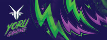 Gaming Esport Background Striking Stripes Electric Banner Vector Illustration Design Purple Green Halftone Pattern Modern Abstract Concept