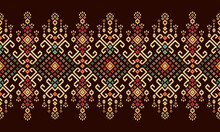 Cross Stitch. Traditional Design. Geometric Ethnic Patterns. Design For Saree, Patola, Sari, Dupatta, Vyshyvanka, Rushnyk, Dupatta, Clothing, Fabric, Batik, Knitwear, Embroidery, Ikkat, Pixel Pattern.