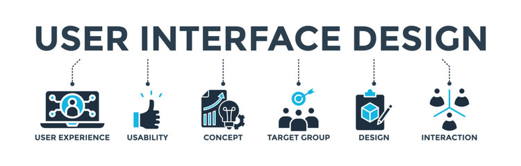 Wall Mural - user interface design banner web icon vector illustration concept with icon of user experience, usab