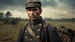 Image of a historical soldier in an authentic Civil War uniform.