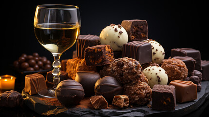 Sticker - wine and chocolate HD 8K wallpaper Stock Photographic Image