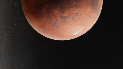 Wall Mural - Mars Planet, 3D Render, Realistic, Rotating, Orbit, Deep Space, Outer Space, Center Frame vertical