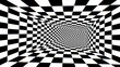 Inside Fast Black White Abstract Checkerboard Optical Illusion Tunnel - Abstract Background Texture
