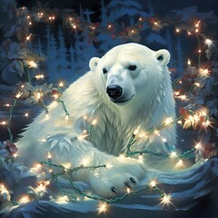 Wall Mural - polar bear in the snow