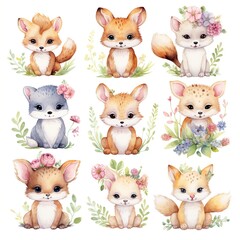 Wall Mural - set of funny animals