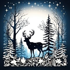 Poster - christmas background with deer