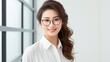 © allportall - An Asian woman wearing glasses and a white shirt