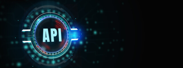 API - Application Programming Interface. Software development tool. Business, modern technology, internet and networking concept. 3d illustration