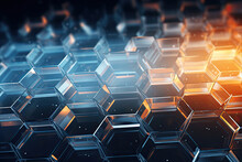 Abstract Faceted Background With Elements Of Honeycomb And Ice