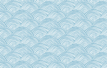 Wall Mural - Seamless pattern with hand-drawn waves