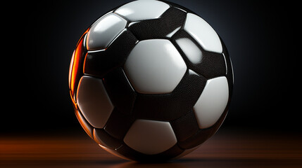 Sticker - soccer ball on black background HD 8K wallpaper Stock Photographic Image