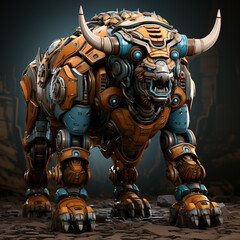 Wall Mural - 3D cartoon bison robot