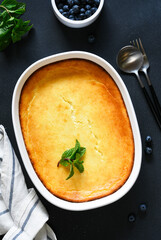 Wall Mural - Casserole with cottage cheese. Cottage cheese pie.