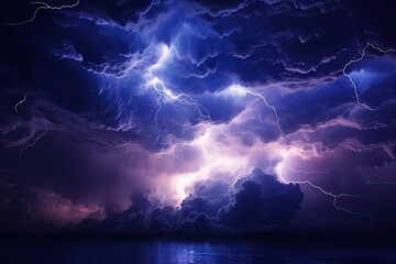 Wall Mural - Dramatic cobalt night sky with stormy clouds