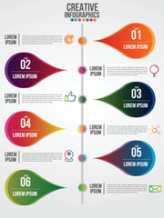 Wall Mural - business infographic design template with icons and 6 numbers options or steps. can be used for proc