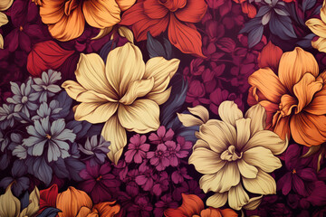 Poster - Beautiful floral background with vibrant flowers