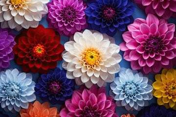 Poster - Vibrant dahlia floral arrangement with space for text