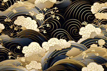 Japan, Pattern, Gold, New Year, Background,Material, AI