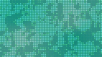 Wall Mural - many circle dots blinking and moving irregularly. 4k loop green background.