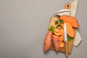 Wall Mural - Sweet potato, concept of healthy food, vegetables
