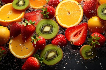 Wall Mural - Citric Sunshine: A Rainbow of Vitamin C Fruits to Boost Your Immunity