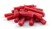 Red Licorice Candy Isolated On White Background