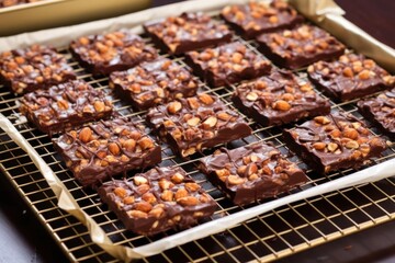 Canvas Print - no-bake brownie bars cooling on silicon mats