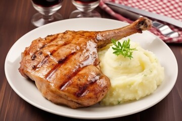 Wall Mural - grilled pork chop with mashed potatoes