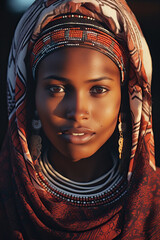 Portrait of beautiful African woman in traditional clothes