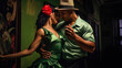 © Paula - Romantic Hispanic couple dancing Salsa