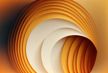 Wall Mural - Curve layers abstract background. Yellow white color gradient curl tunnel design geometric ribbed texture graphic art illustration.