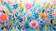Beautiful floral background. Watercolor painting. Colorful flowers.