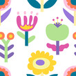 © Оксана Назарова - Abstract flower art seamless pattern. Trendy floral cutout repeating background. Botanical natural spring texture. Modern summer print. Flat cartoon doodle vector illustration