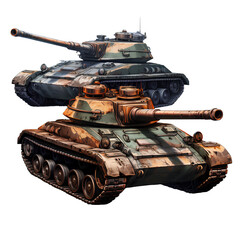 Two Tanks, isolated on transparent background, PNG, 300 DPI