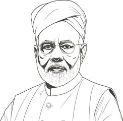 Wall Mural - Narendra Modi Illustration Image, Coloring Page