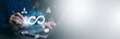 © Bussarin - Light bulb with Infinity symbol with technology global marketing online in business connection network economy strategy of investment, banking and financial data exchange for business growth.