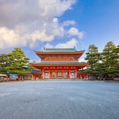 kyoto, japan - april 2 2023: heian shrine built on the occasion of 1100th anniversary of the capital