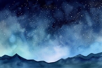 Wall Mural - hand painted detailed watercolour night sky background. generative ai