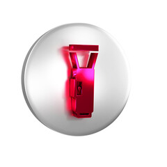 Poster - Red Flashlight icon isolated on transparent background. Silver circle button.