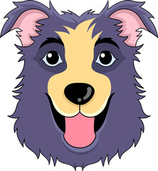 Wall Mural - icon of a long-haired purple dog's head