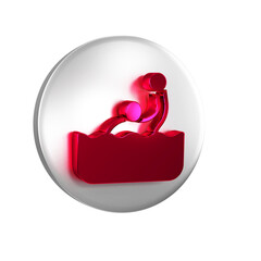 Sticker - Red Water polo icon isolated on transparent background. Silver circle button.