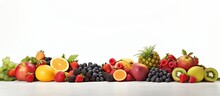High Quality Product Photo Of Various Organic Fruits On A White Background With Copy Space Copy Space Image Place For Adding Text Or Design