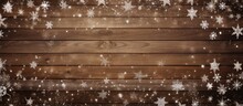 Holiday Backdrop Featuring Brown Wooden Texture Adorned With Snowy White Stars Copy Space Image Place For Adding Text Or Design